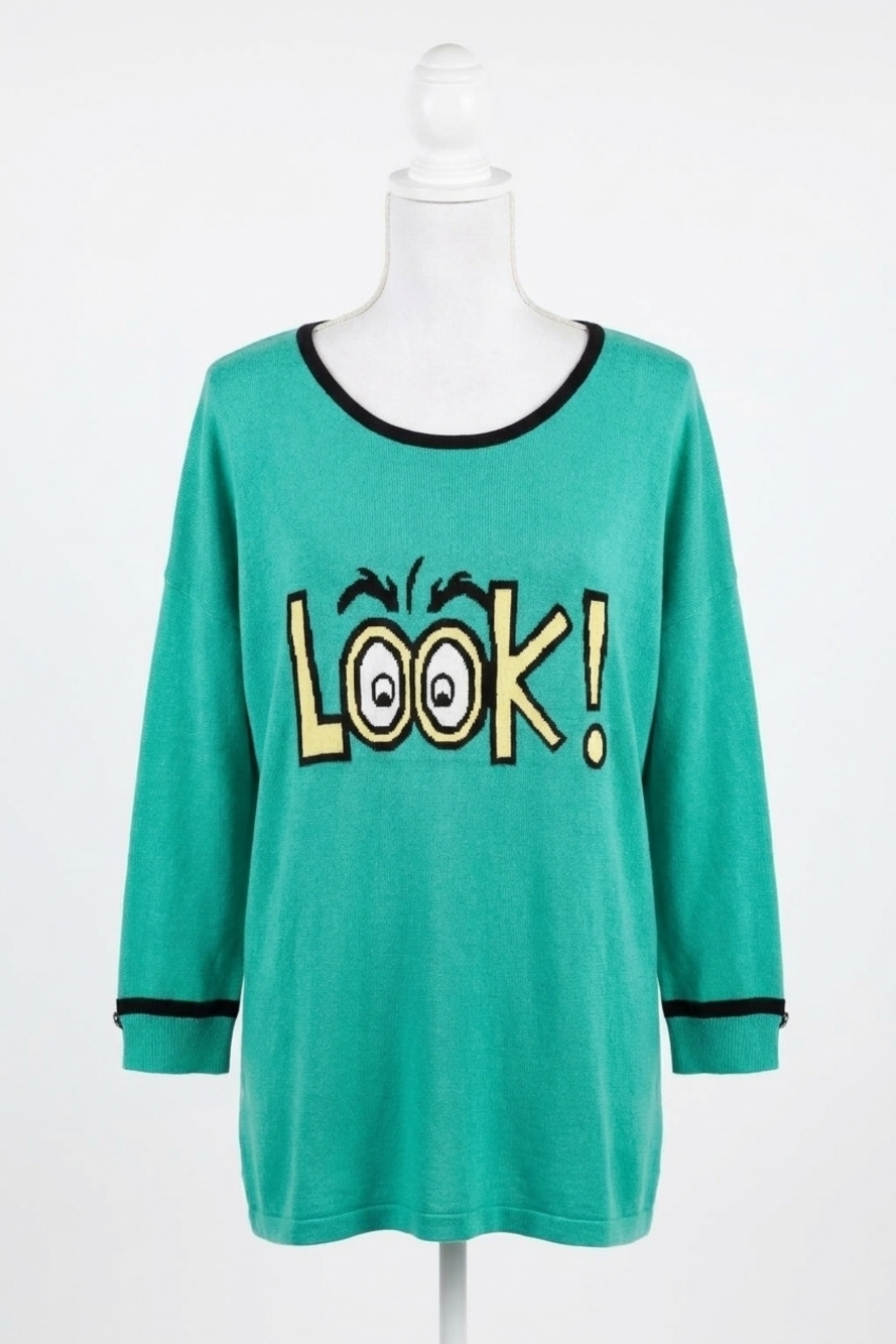 NEW ANGEL look graphic sweater in teal